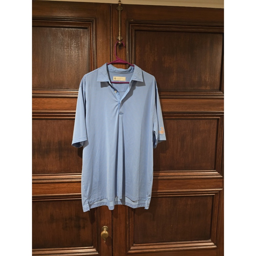 Donald Ross XL Blue Striped Polo Shirt Crazy Horse Logo - Picture 1 of 4